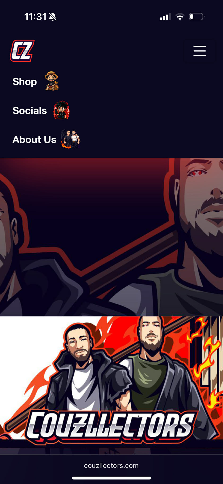 Couzllectors website mobile view