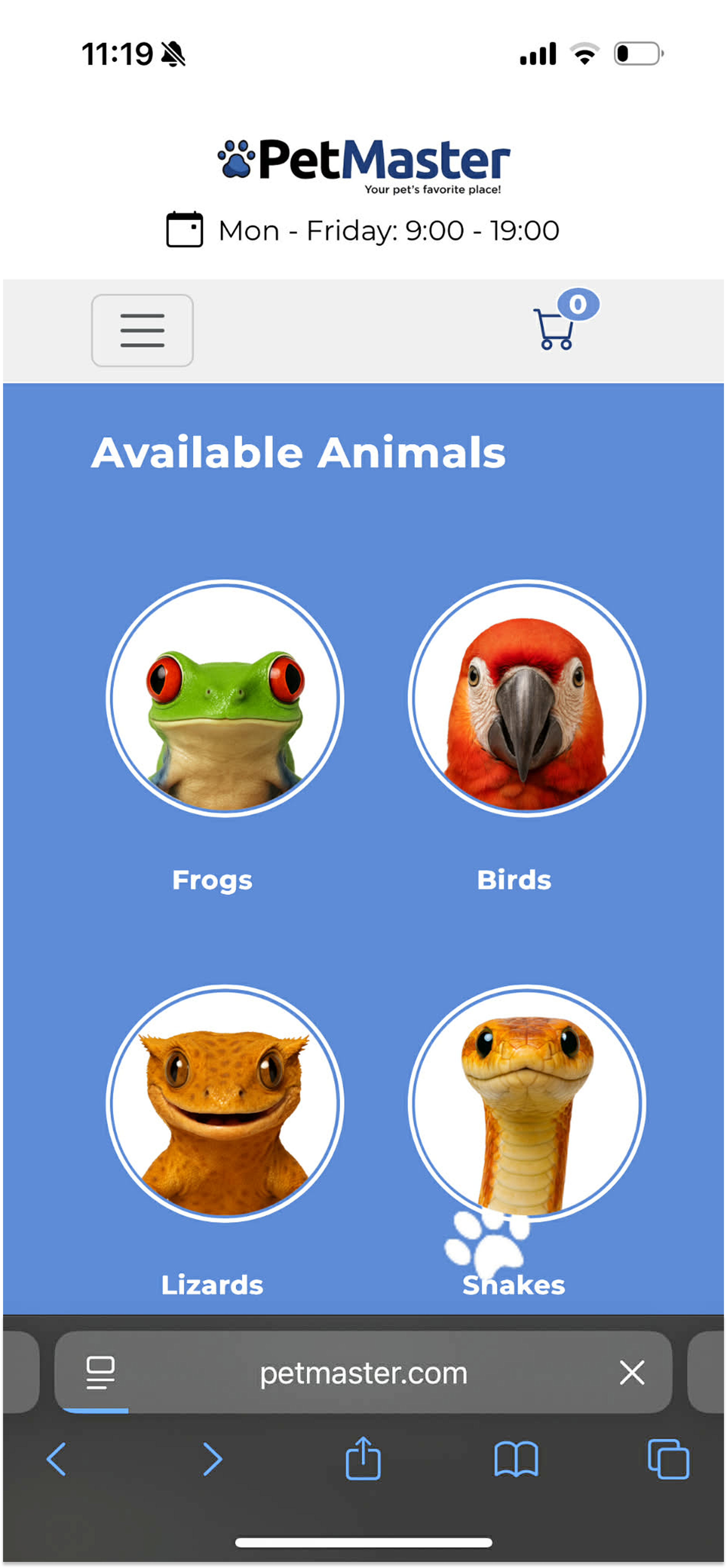 Petmaster website mobile view